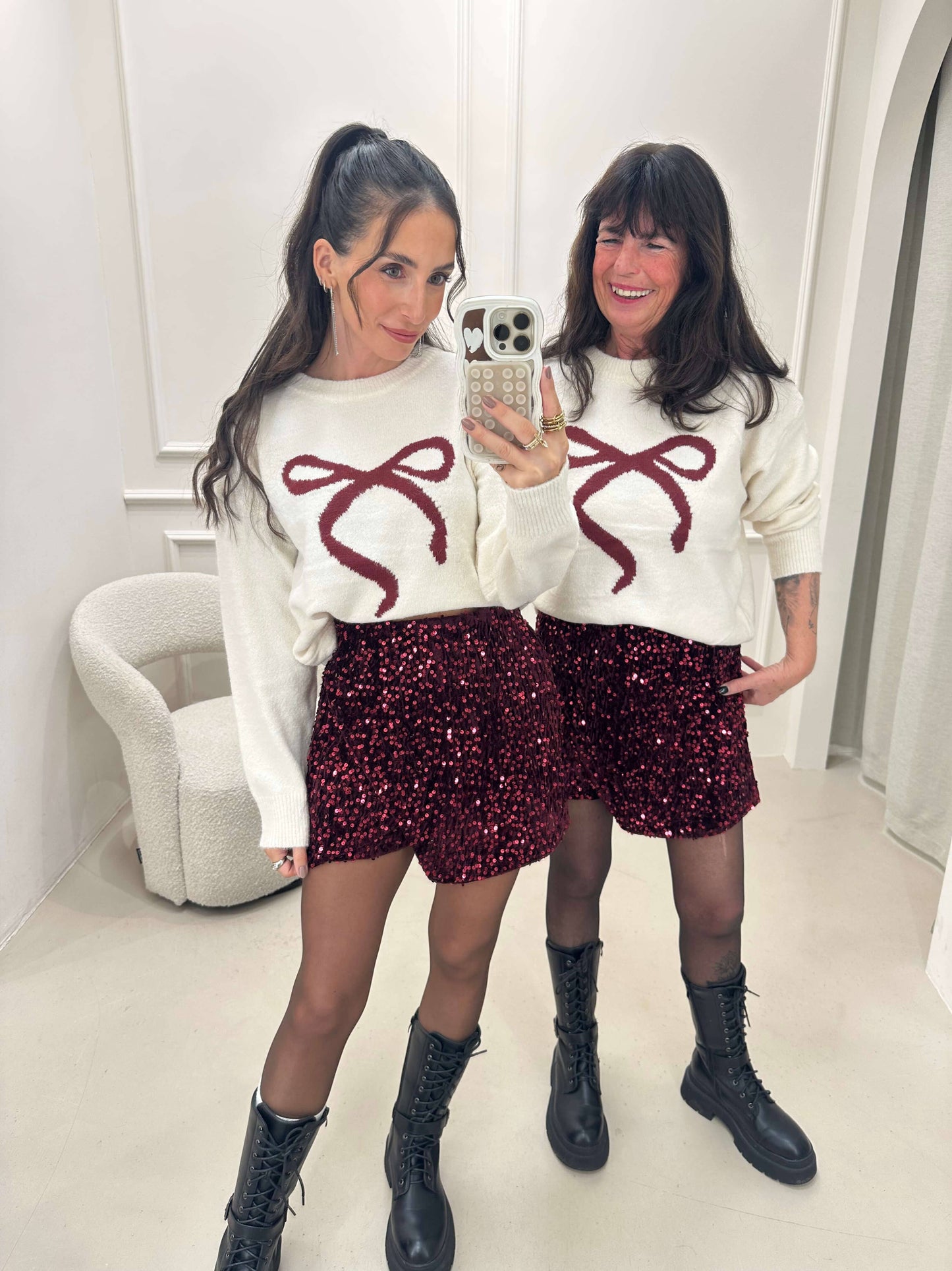 Glitzer Hosenrock Bordeaux mit Pailletten
