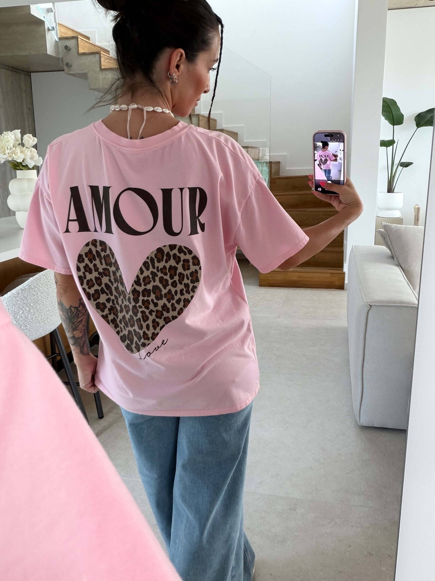 Leo Herz T-Shirt - Rosa