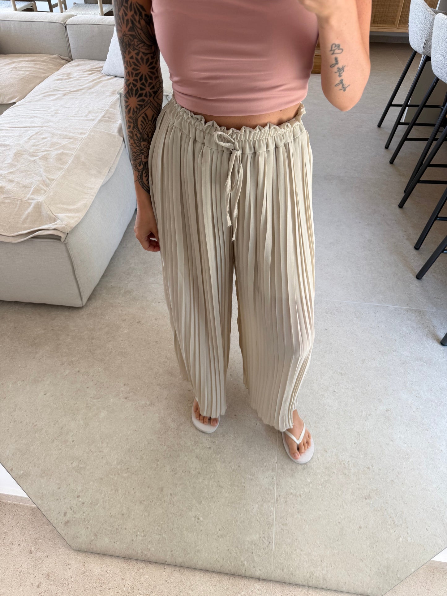 Plissee Hose – Beige