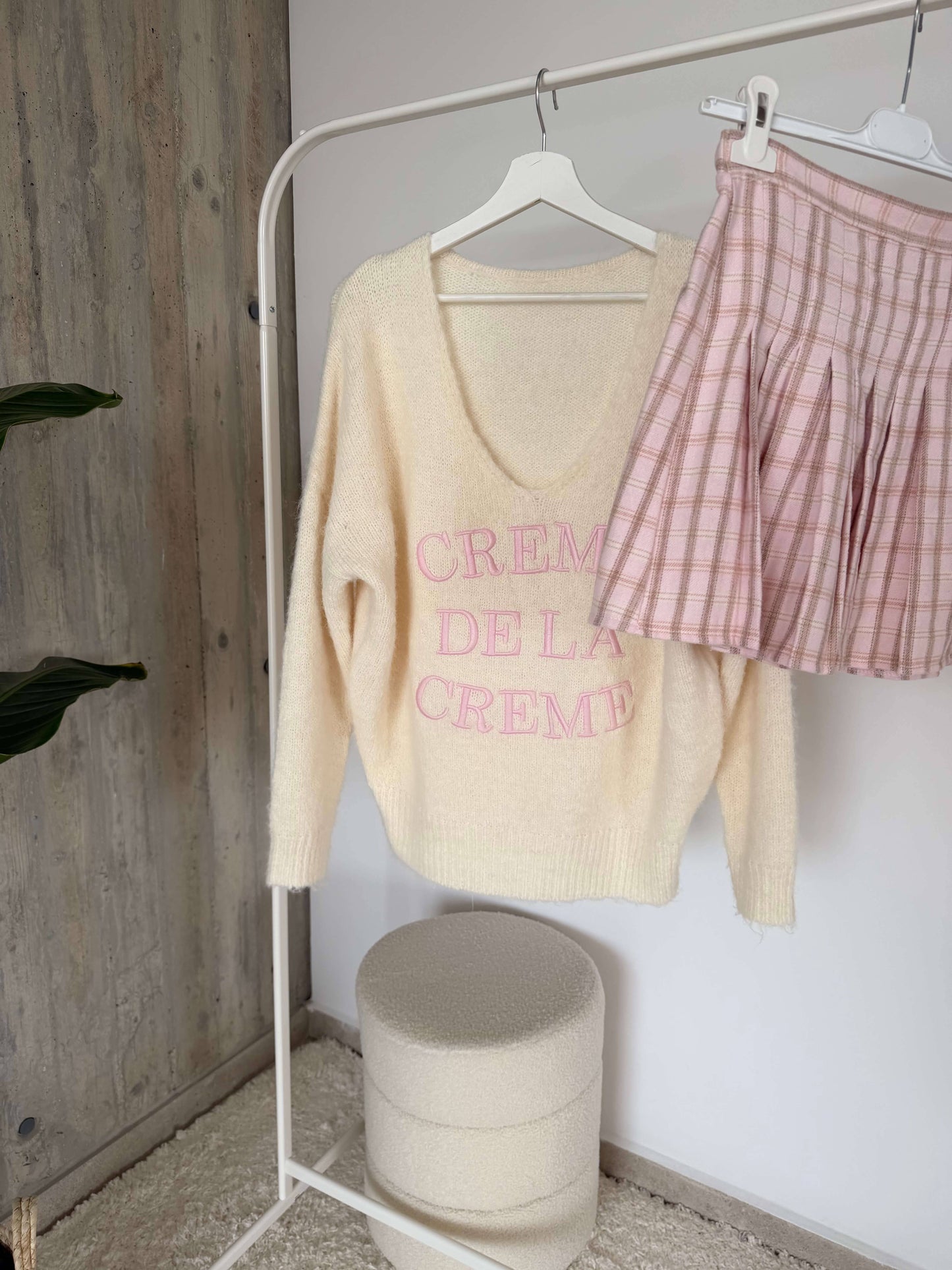 Karierter Faltenrock in Rosa