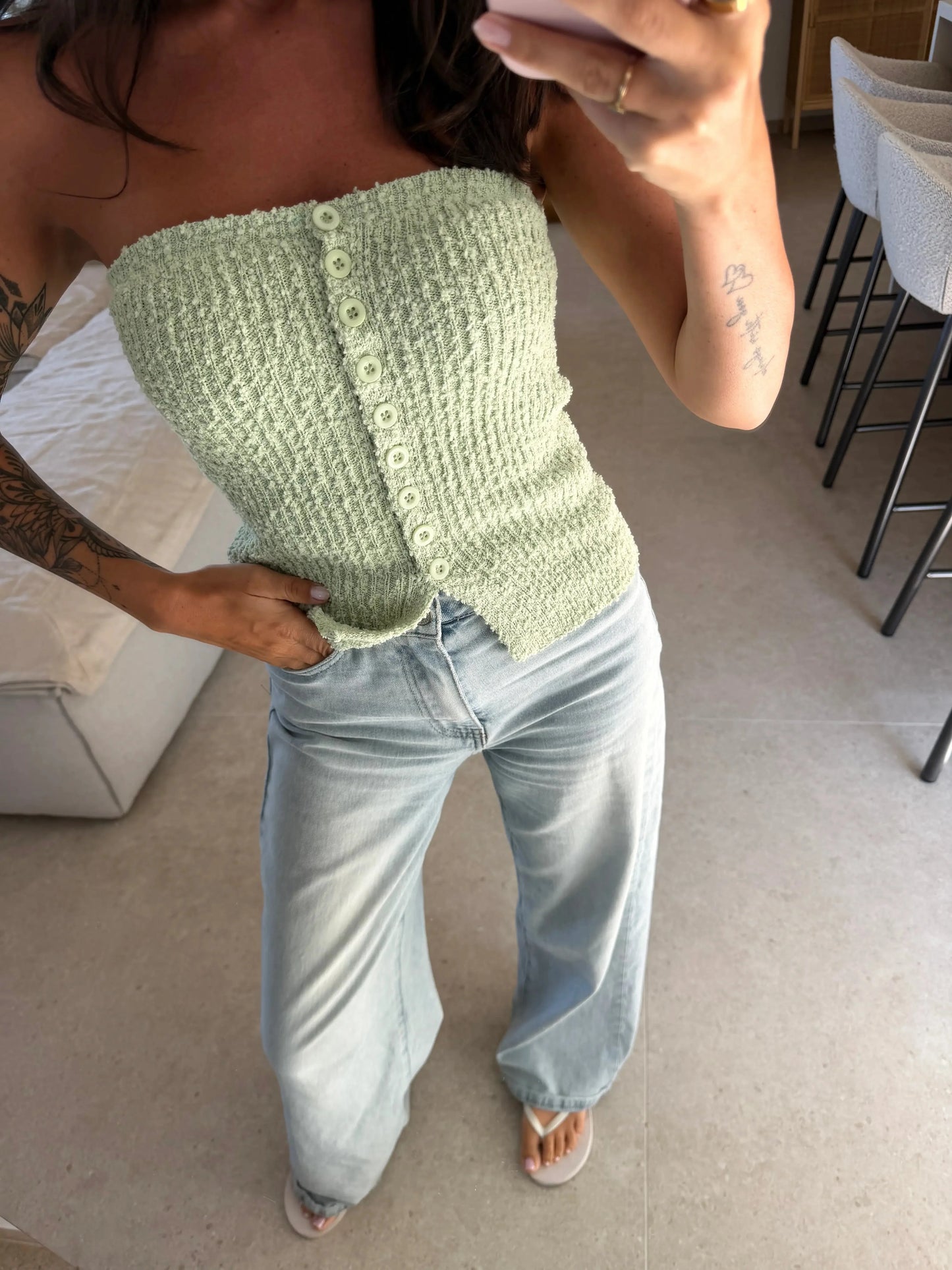 Trägerloses Stricktop – Mint
