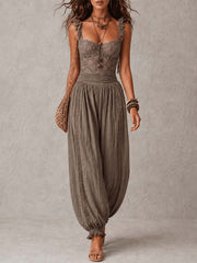 Nieves Conjunto bandeau encaje gris, vista frontal | Moda Acosta