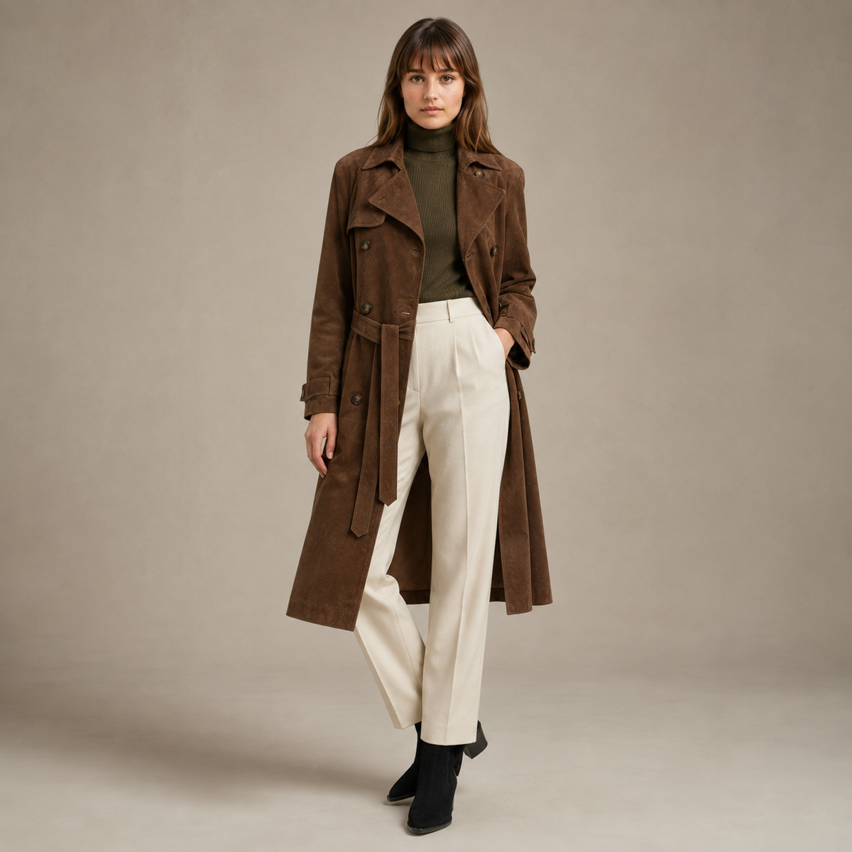 Trench de Ante + Botas Chelsea de Ante - vista frontal