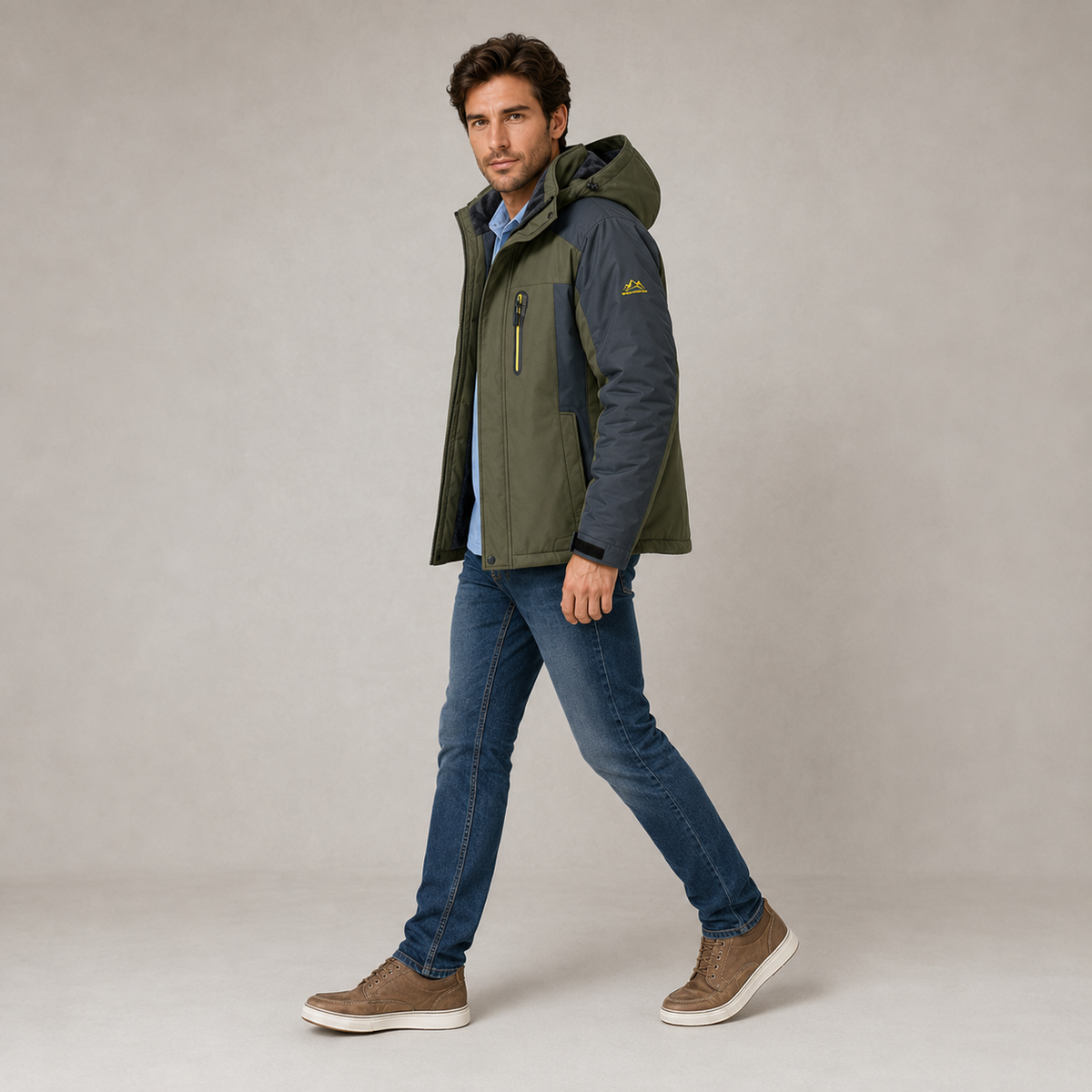 Outfit Chaqueta Seraphina Prestige + Camisa Elowen + Pantalón Élysée + Zapatillas Riviera Grace - vista lateral derecha