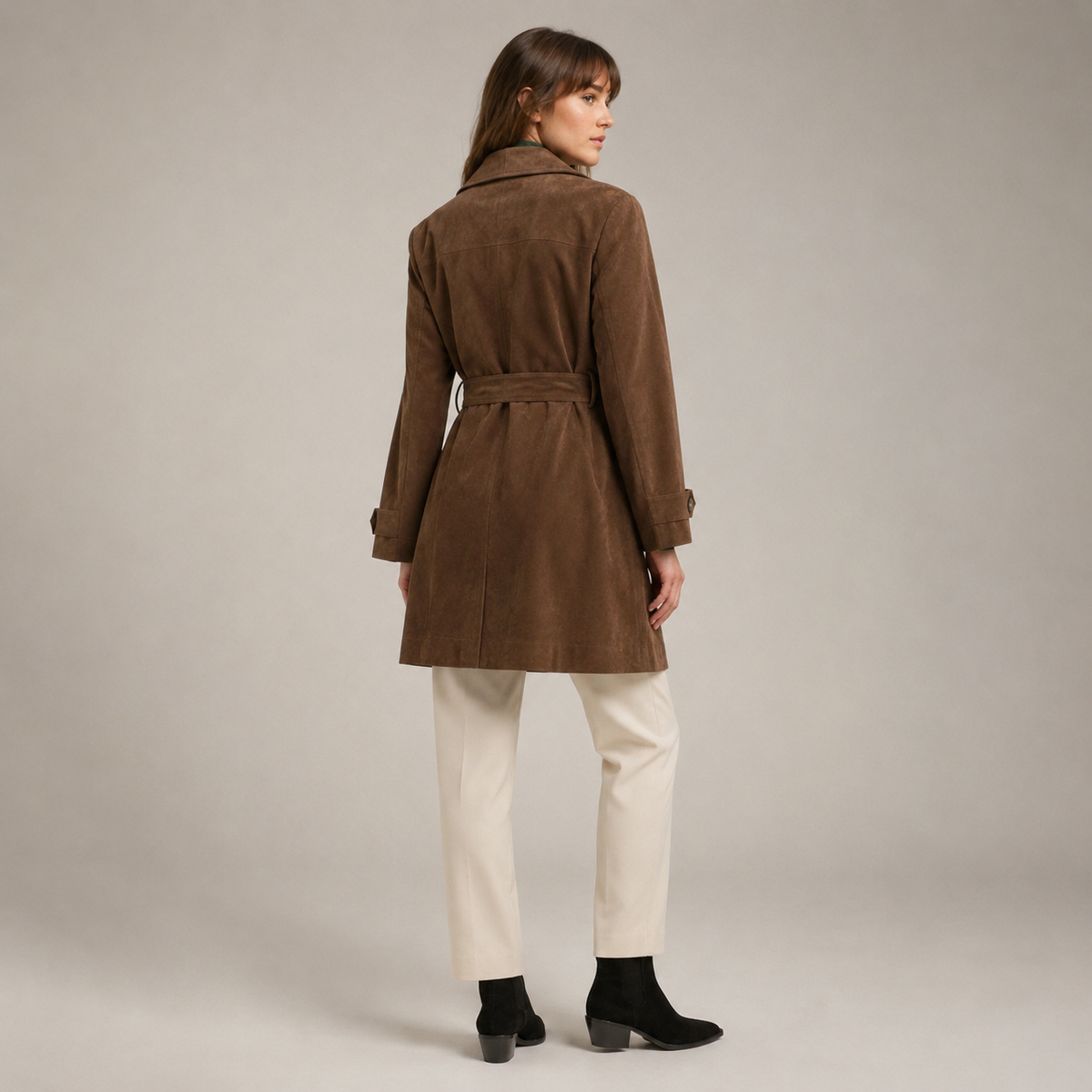 Trench de Ante + Botas Chelsea de Ante - vista trasera