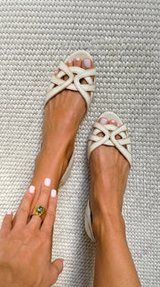 Sandalias Viviana (Verano Mediterráneo), sandalias de verano, detalle de tela | Moda Acosta