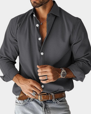 Luxeva Aura, camisa casual, detalle de tela | Moda Acosta