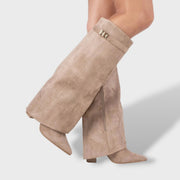 Botas Altas Mujer Clásicas de Ante Elegantes, botas de moda, vista frontal | Moda Acosta