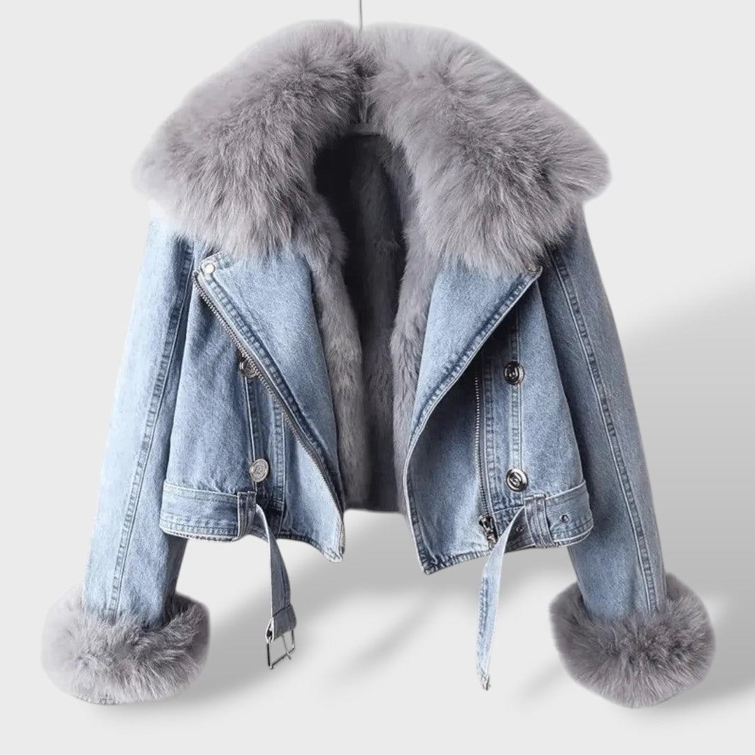 Chaqueta Vaquera con Pelo Sintético Mujer, abrigo de invierno, vista lateral | Moda Acosta