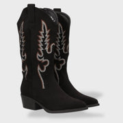 Sofía | Botas cowboy de mujer con bordado y tacón bajo, Tacones, vista lateral | Moda Acosta