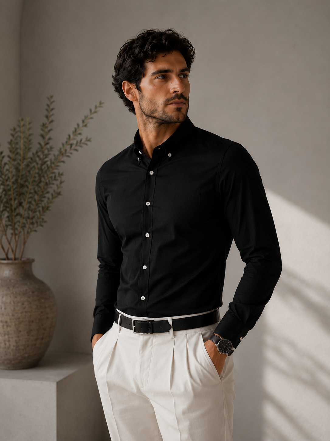 Prestige Elastic Shirt-camisa elastica, camisa casual, detalle de tela | Moda Acosta