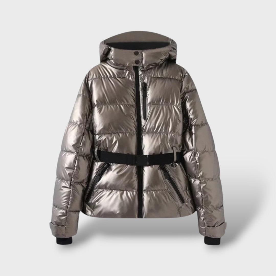 Chaqueta Acolchada con Cinturón Impermeable, abrigo de invierno, acabado y textura | Moda Acosta