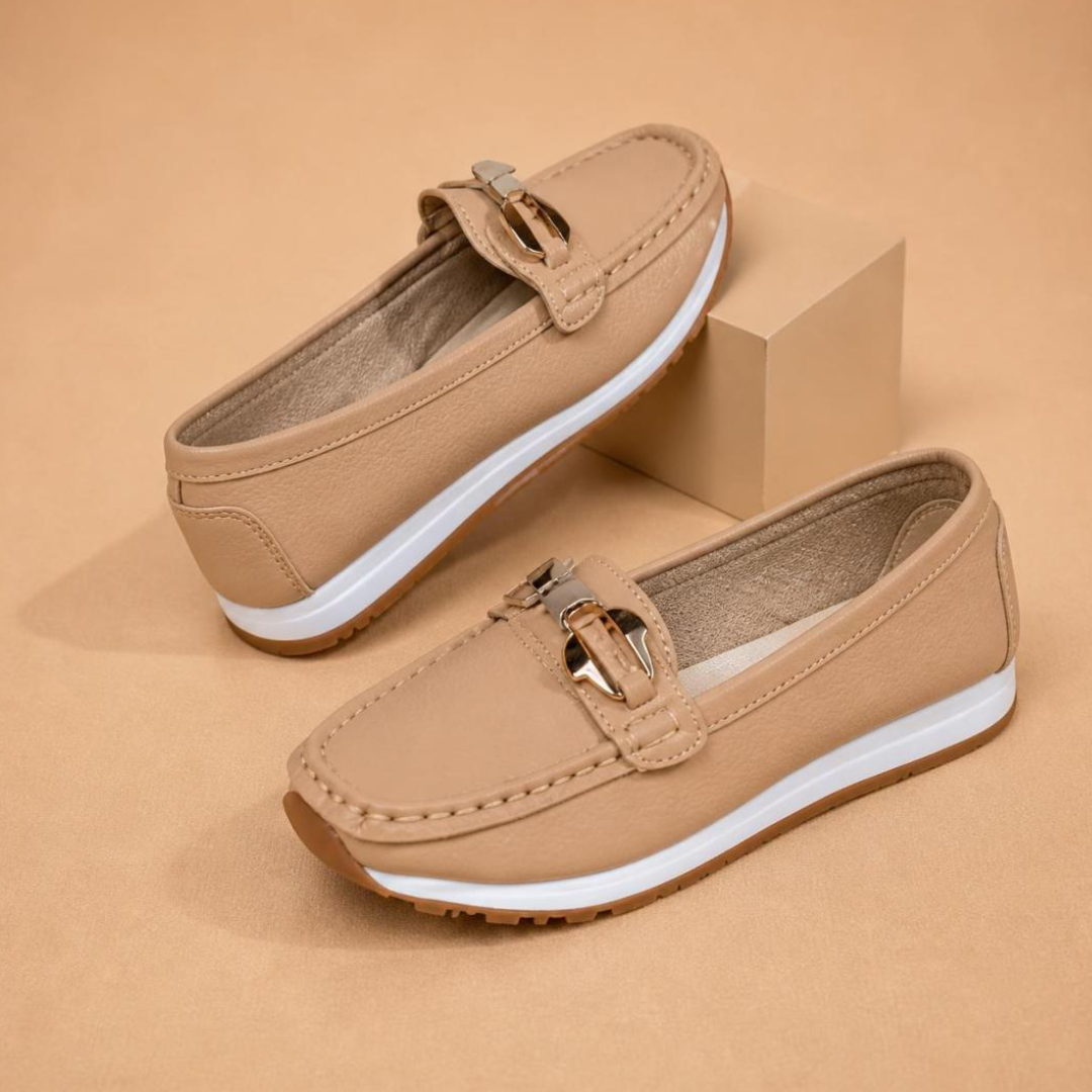 Rebbeca- Slim semi-mocasines, mocasines de cuero, vista lateral | Moda Acosta