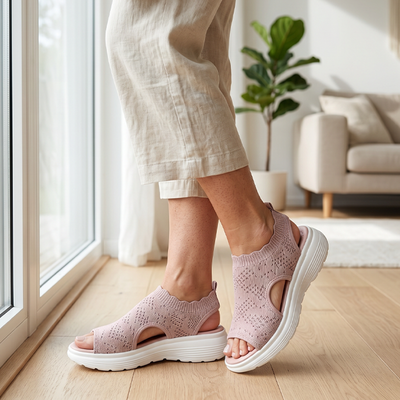 Sandalias elasticas – Colección Venecia, sandalias de verano, detalle de tela | Moda Acosta