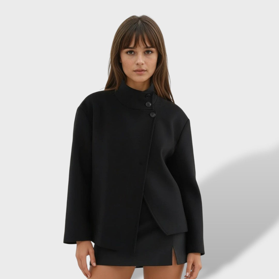 Elise | Cazadora corta de lujo, abrigo de invierno, vista frontal | Moda Acosta