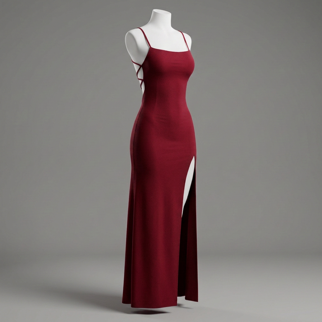 Noir Satin Élite-Vestido, vestido elegante, primer plano | Moda Acosta