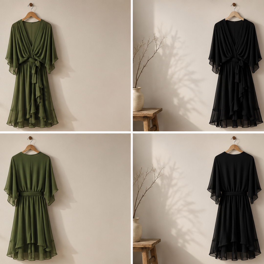 Noir Olive Desire-Vestido Velnor, vestido elegante, look completo | Moda Acosta
