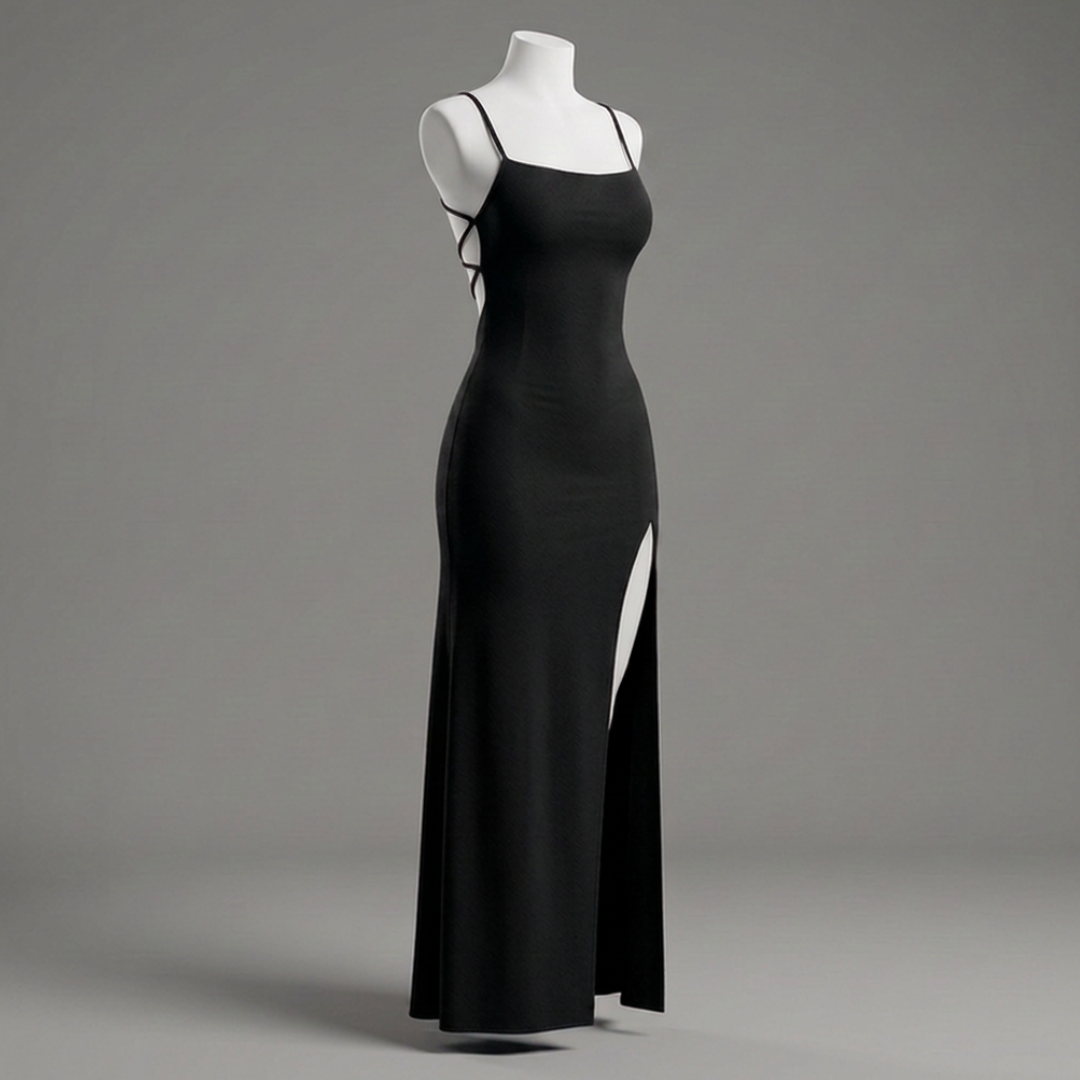 Noir Satin Élite-Vestido, vestido elegante, estilo puesto | Moda Acosta