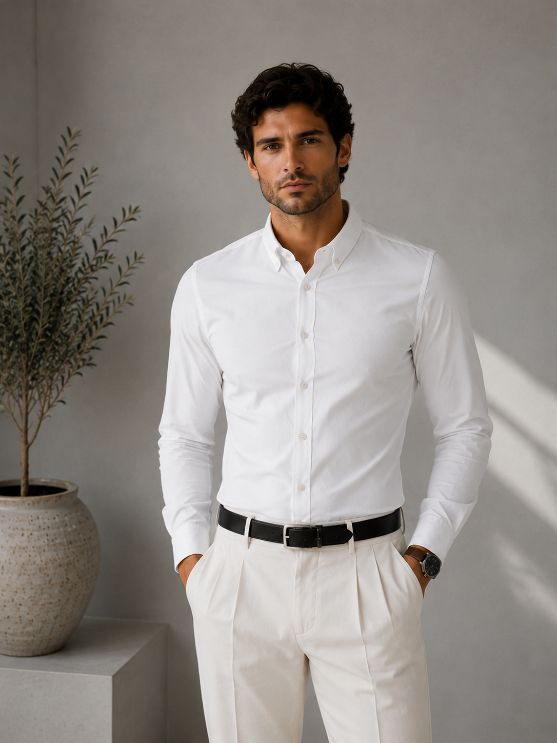 Prestige Elastic Shirt-camisa elastica, camisa casual, vista lateral | Moda Acosta