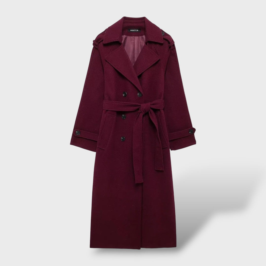 Abrigo Largo Elegante Mujer Invierno, abrigo de invierno, detalle de tela | Moda Acosta