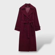 Abrigo Largo Elegante Mujer Invierno, abrigo de invierno, detalle de tela | Moda Acosta