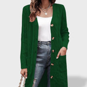Clara Cárdigan de punto largo para mujer con botones y bolsillos, jersey de punto, estilo puesto | Moda Acosta