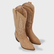 Sofía | Botas cowboy de mujer con bordado y tacón bajo, Tacones, color disponible | Moda Acosta