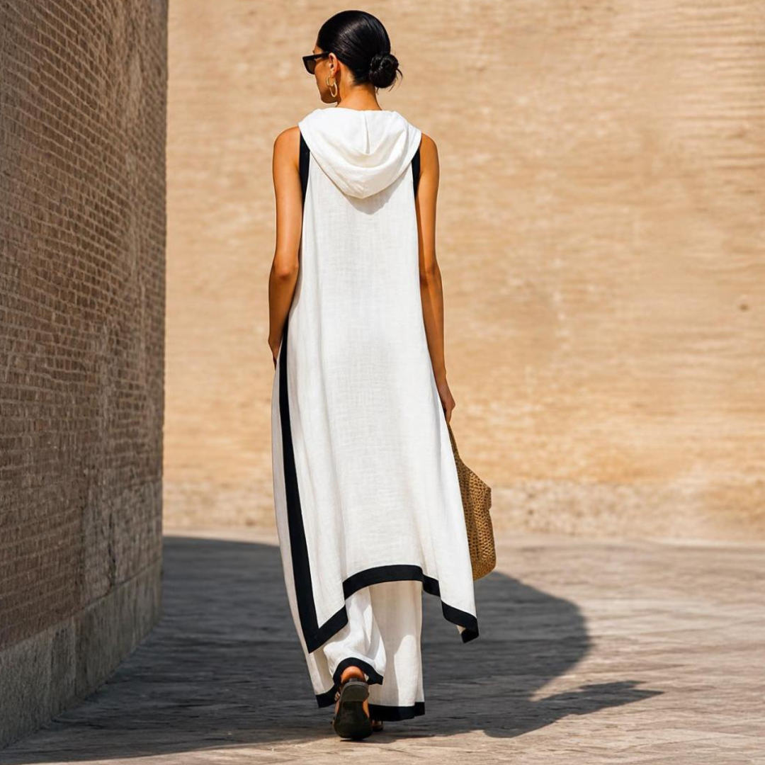 Aura Lino Elite, conjunto de moda, vista trasera | Moda Acosta