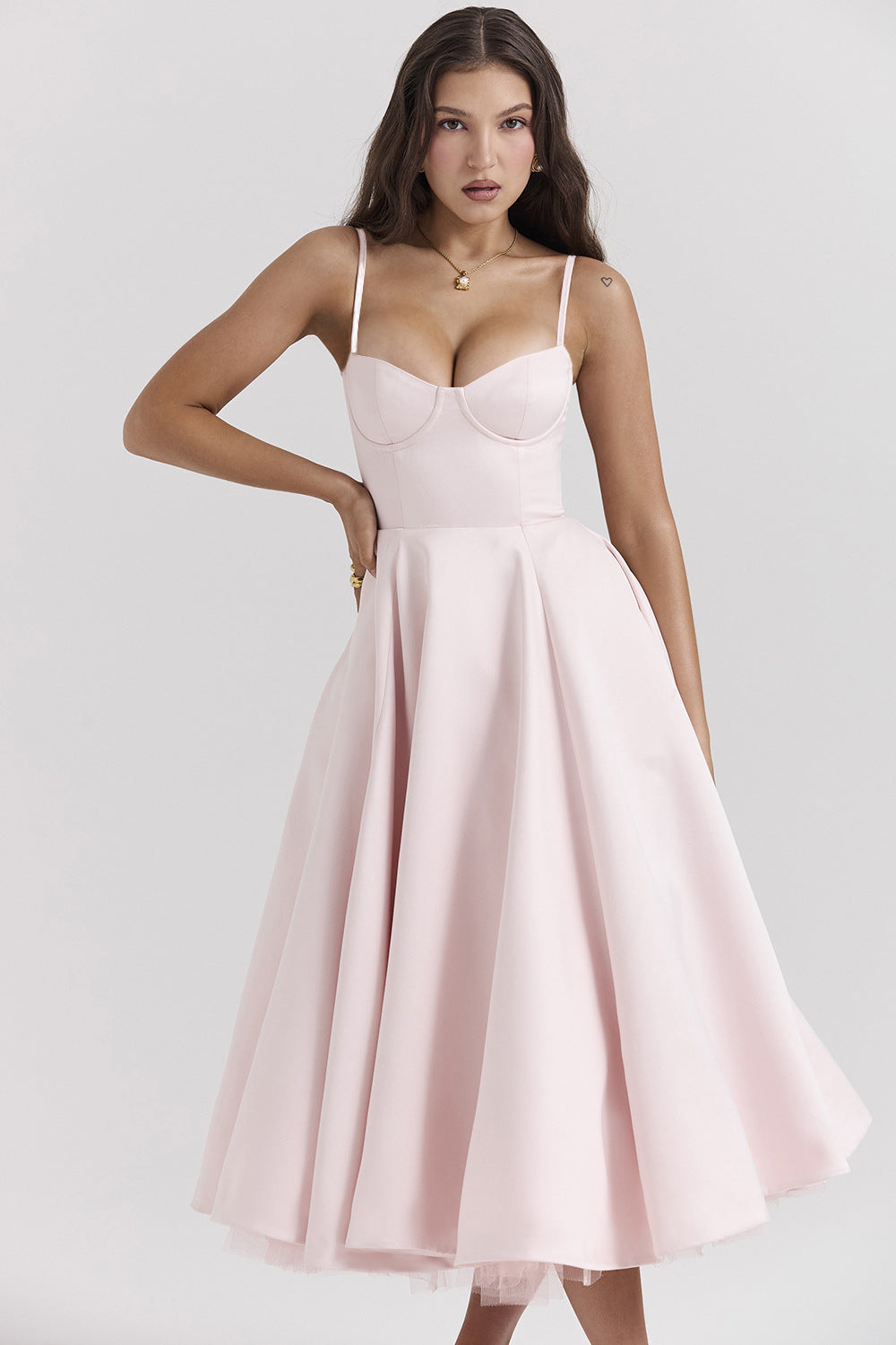 Vestido Celeste Verona – Collezione Venecia, vestido elegante, vista trasera | Moda Acosta