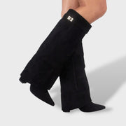 Botas Altas Mujer Clásicas de Ante Elegantes, botas de moda, detalle de tela | Moda Acosta