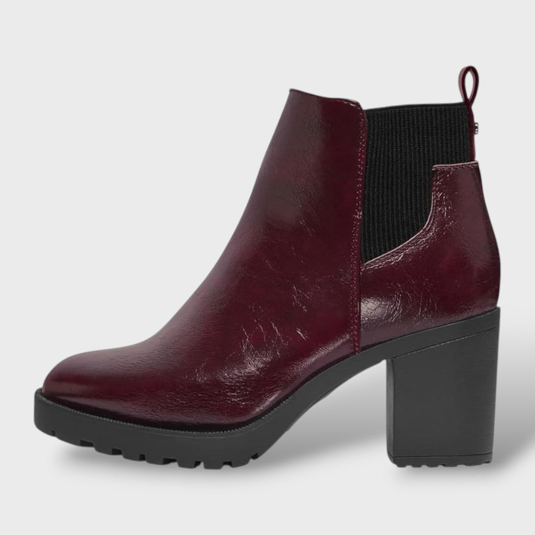 Botines de Tacón Bloque Clásicos Mujer, Tacones, detalle de tela | Moda Acosta