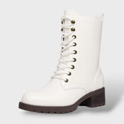 Botas de Combate con Cremallera y Tacón Bajo, Tacones, vista lateral | Moda Acosta