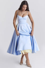 Vestido Celeste Verona – Collezione Venecia, vestido elegante, vista frontal | Moda Acosta