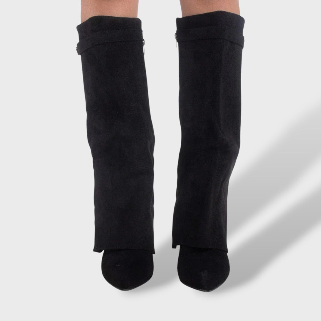 Botas Altas Mujer Clásicas de Ante Elegantes, botas de moda, estilo puesto | Moda Acosta