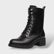 Botas de Combate con Cremallera y Tacón Bajo, Tacones, vista frontal | Moda Acosta