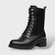 Botas de Combate con Cremallera y Tacón Bajo