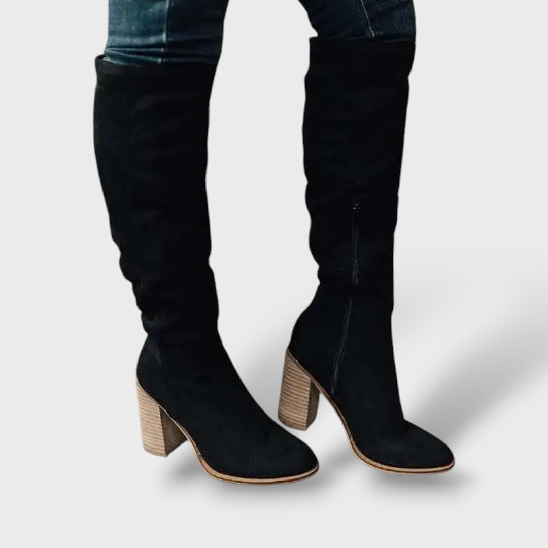 Botas Altas con Tacón y Cremallera, Tacones, vista lateral | Moda Acosta