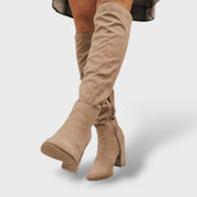 Botas Altas con Tacón y Cremallera, Tacones, detalle de tela | Moda Acosta