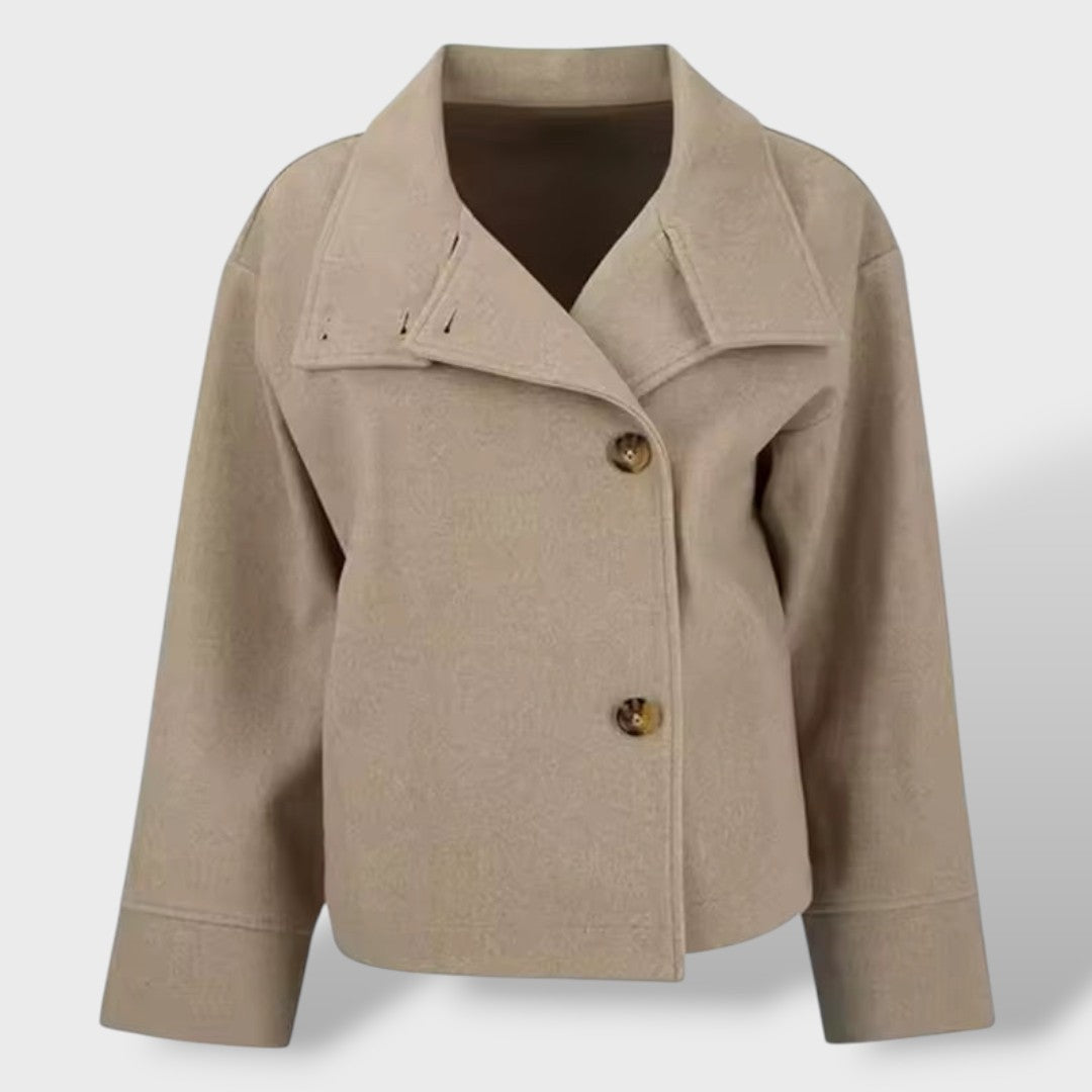 Elise | Cazadora corta de lujo, abrigo de invierno, vista lateral | Moda Acosta