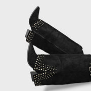 Botines de Tacón con Tachuelas Elegantes, Tacones, detalle de tela | Moda Acosta