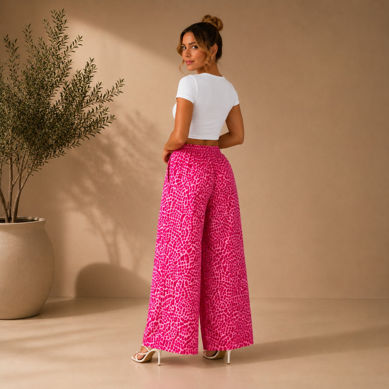 Pantalón Palma Rosa, pantalón de moda, vista frontal | Moda Acosta