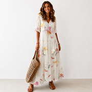 Amalia — Vestito Lungo Boho, vestido elegante, vista trasera | Moda Acosta