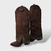 Botines de Tacón con Tachuelas Elegantes, Tacones, vista frontal | Moda Acosta