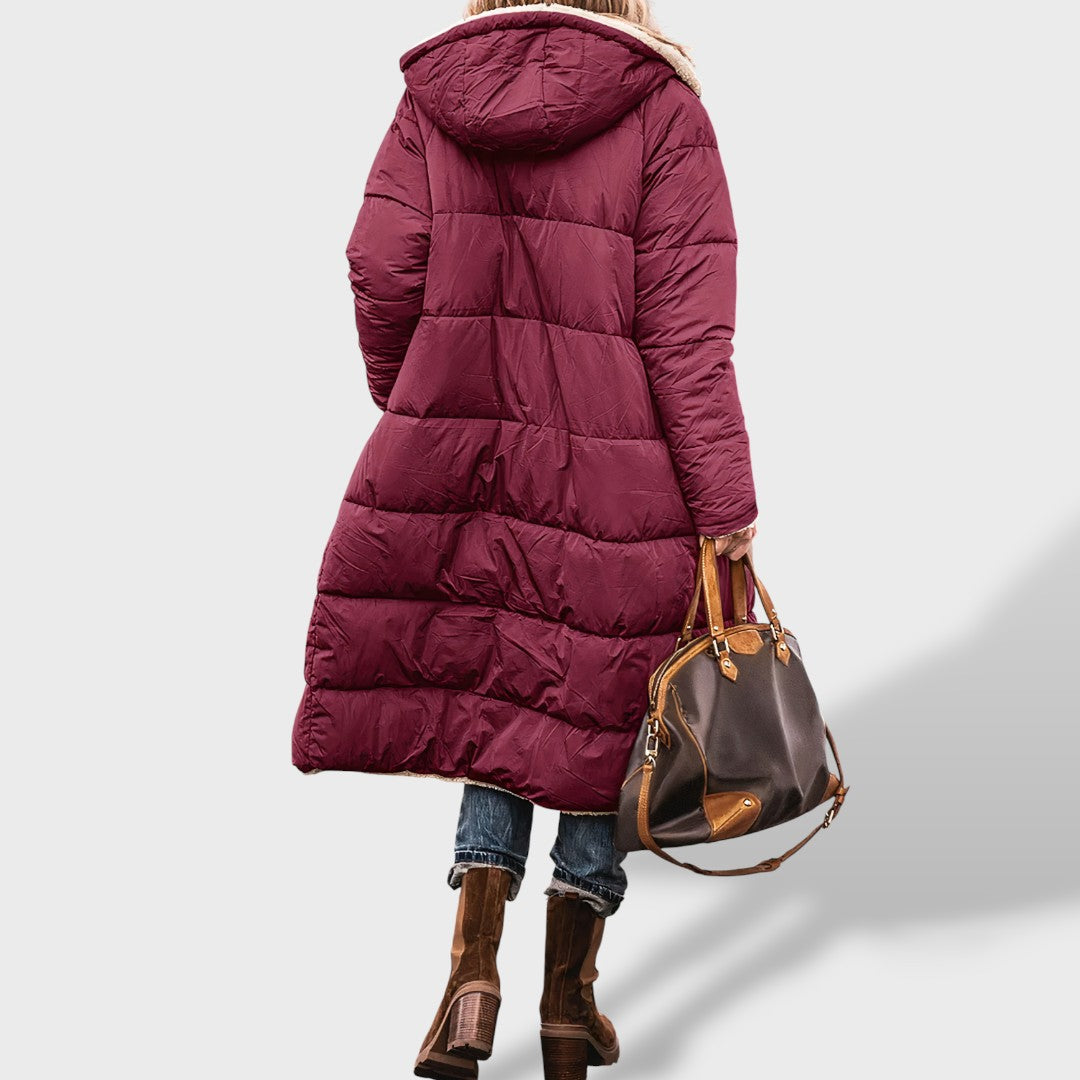 Marina | Abrigo cálido largo mujer, abrigo de invierno, vista frontal | Moda Acosta