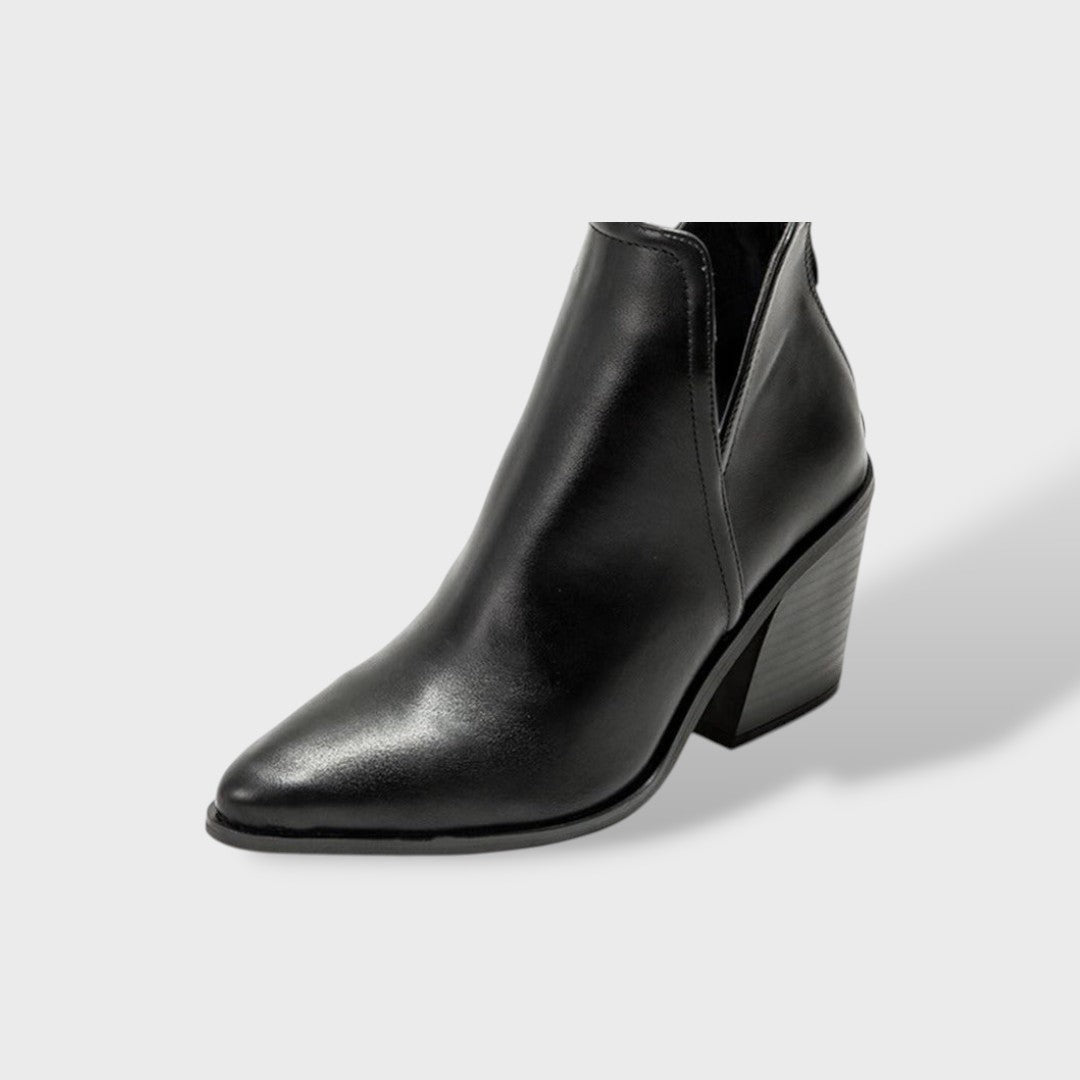 Botines Vaqueros Mujer con Tacón Alto, pantalón de moda, detalle de tela | Moda Acosta