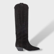 Botas Cowboy Altas Mujer de Ante Bordadas, botas de moda, detalle de tela | Moda Acosta