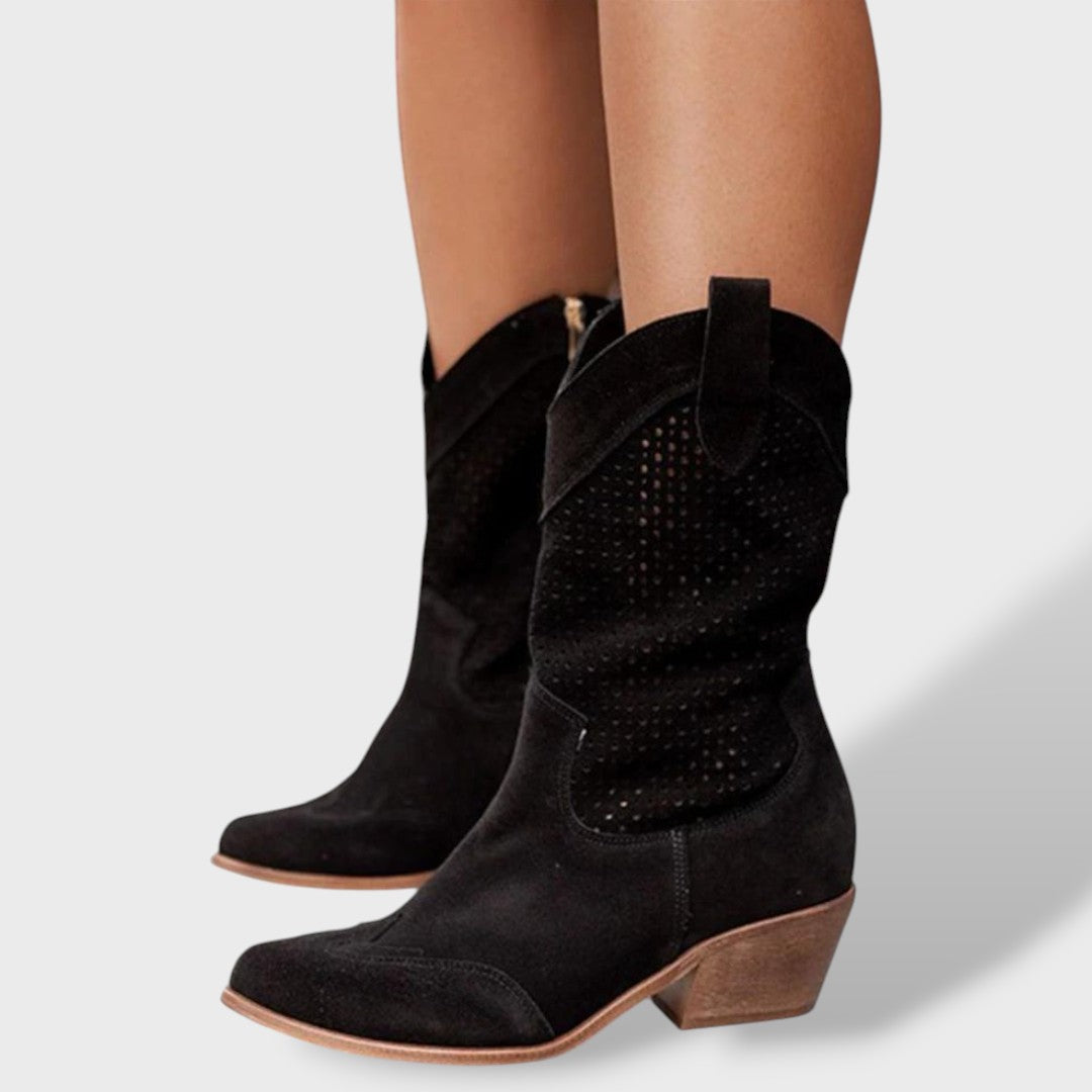 Elena | Botas cowboy mujer, botas de moda, detalle de tela | Moda Acosta