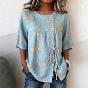 Celestina | Blusa floral elegante, blusa elegante, vista lateral | Moda Acosta