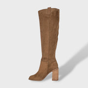 Botas Slouch Mujer Ante con Tacón, Tacones, detalle de tela | Moda Acosta