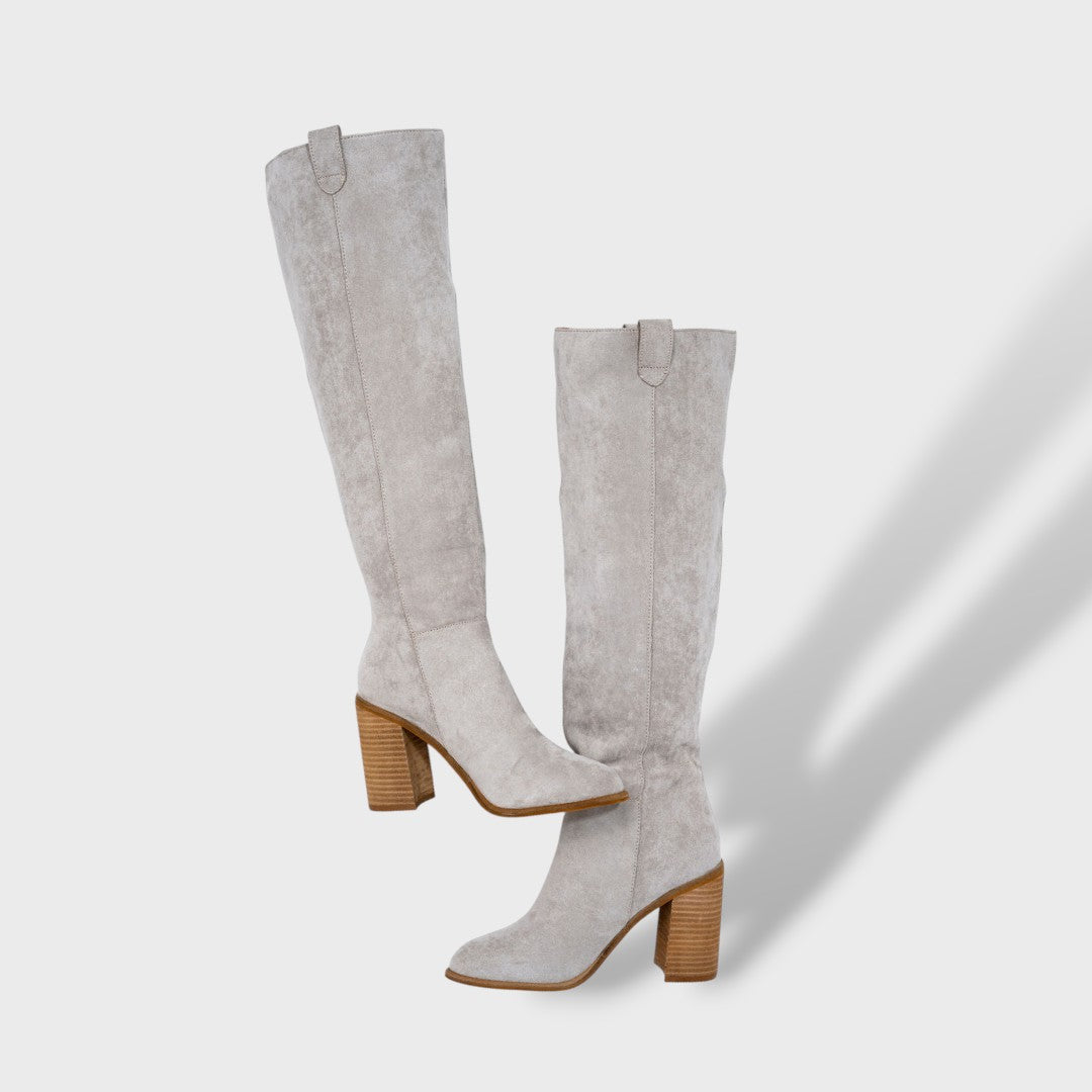 Botas Slouch Mujer Ante con Tacón, Tacones, combinación de outfit | Moda Acosta